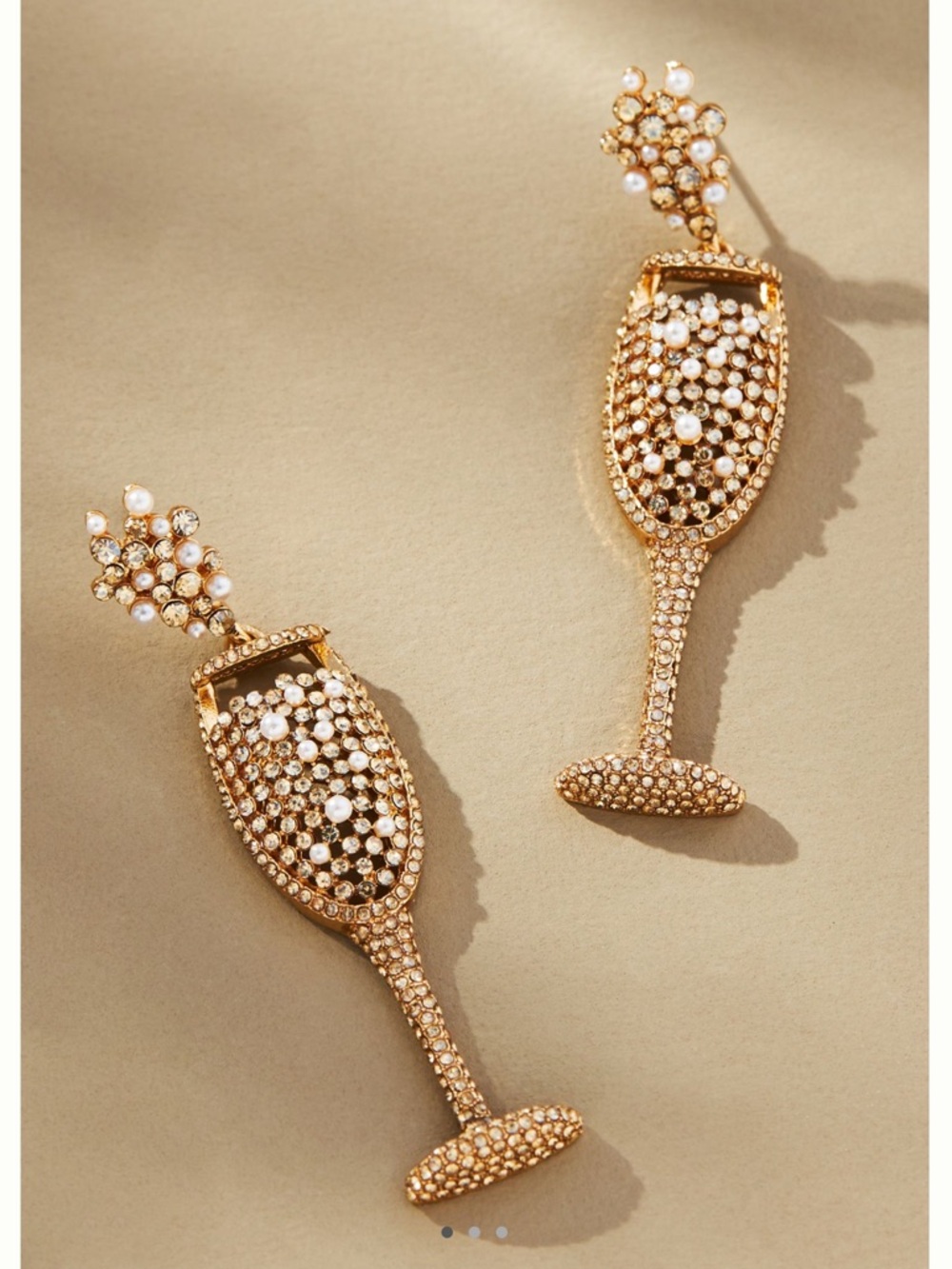 🍾 BaubleBar What’s Poppin’ Gold Dangle Earrings Anthropologie Novelty Champagne